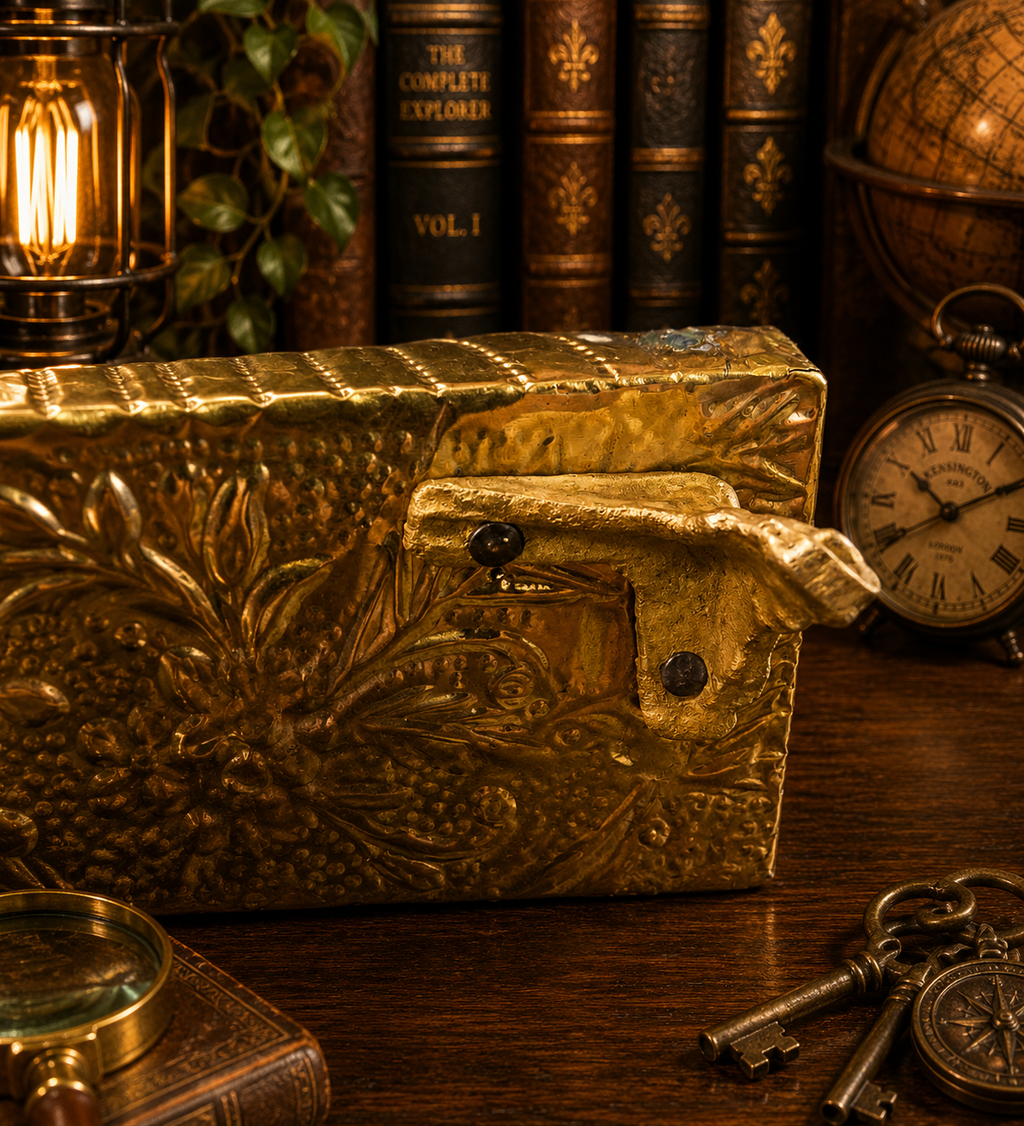Mid Century Brass Zodiac Jewelry Dresser Chest