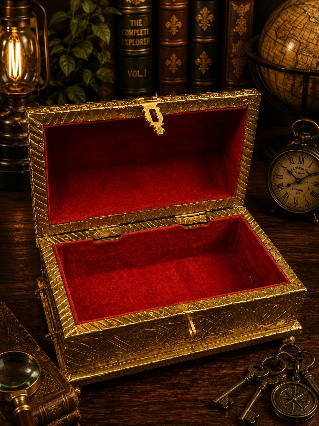 Mid Century Brass Zodiac Jewelry Dresser Chest