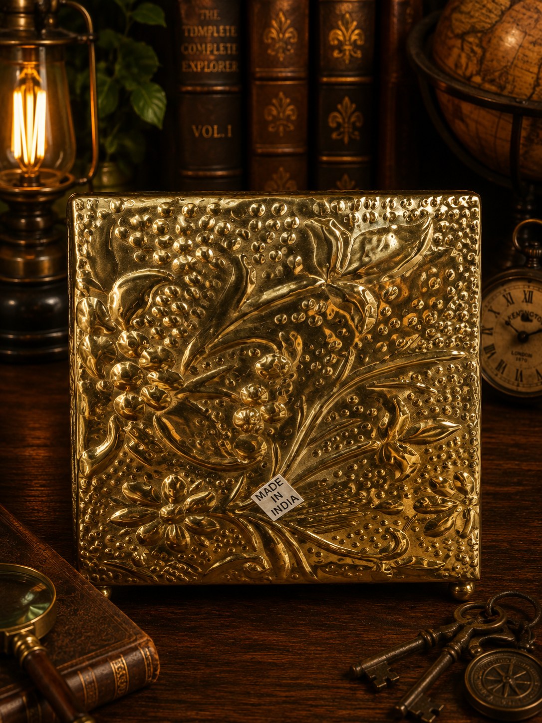 Mid Century Brass Zodiac Jewelry Dresser Chest