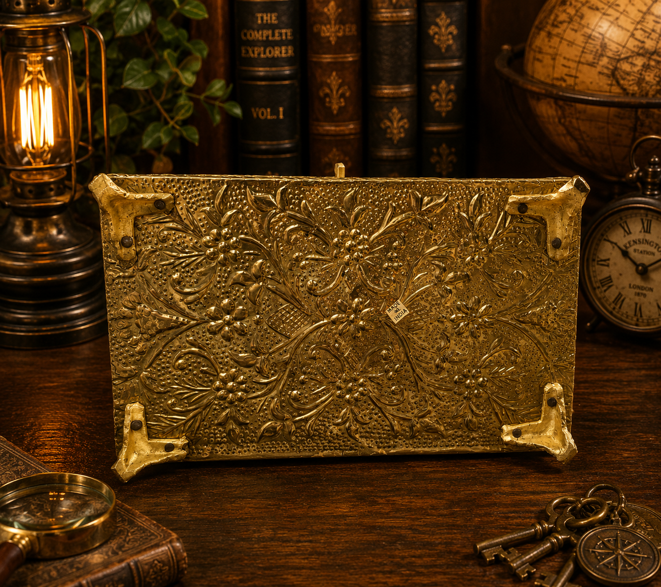 Mid Century Brass Zodiac Jewelry Dresser Chest